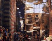 约翰费德里克里维斯 - A View Of The Street And Morque Of Ghorreyah, Cairo